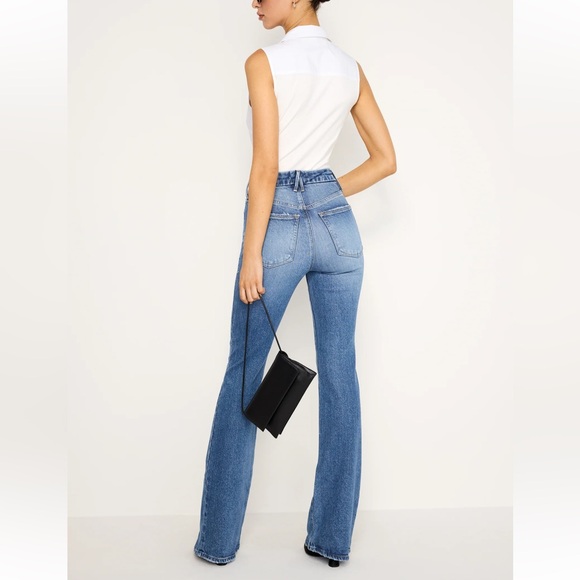 Good American Light Blue Flare Jeans - Picture 3 of 6